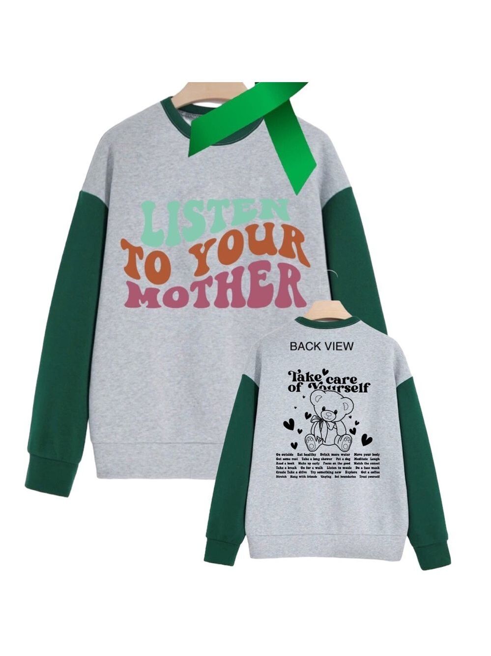 Listen to your mother mental health graphic oversized crewneck sweatshirt small